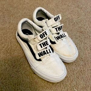 Vans Off The Wall Mid Tops Velcro Shoes - Black & White - Women’s size 8.5